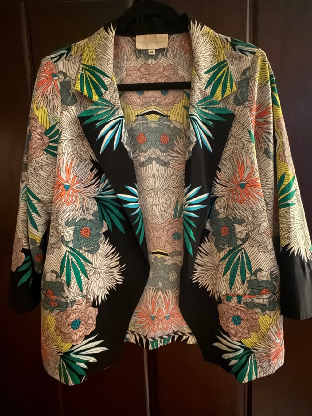 Corey Lynn Calter Anthropologie Tropical Floral Blazer Jacket M
